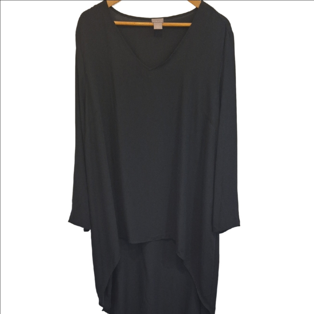 Chico's Elegant Lightweight Black High Low Hem Tunic Chico's Size 4